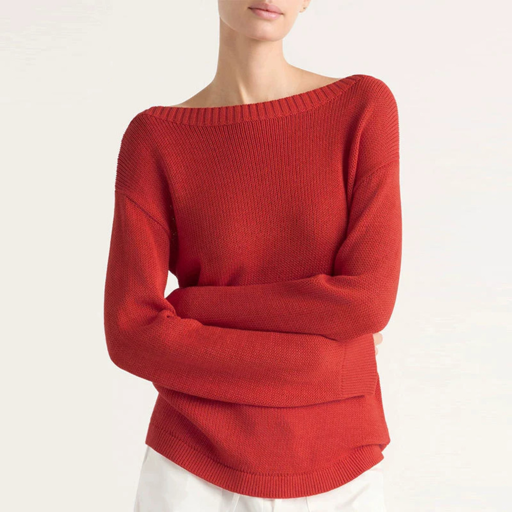 ZARA Long Sleeve Off Shoulder Boat Neck Knit Fall Pullover